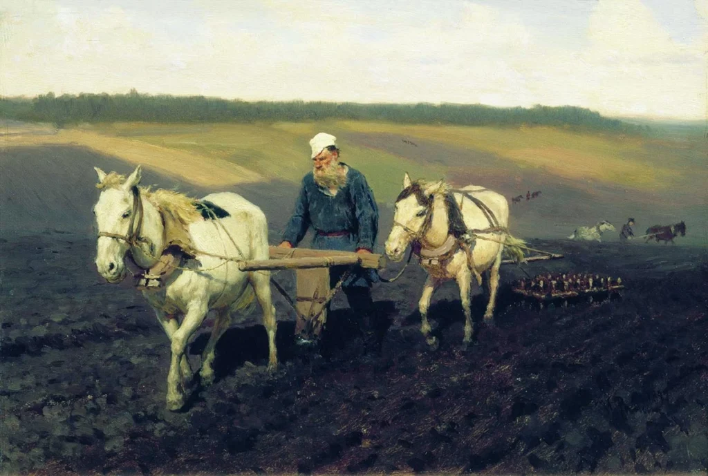 Escena rusa del siglo XIX representando la vida rural que Tolstoi describe en la novela Escena rusa del siglo XIX representando la vida rural que Tolstói describe en la novela