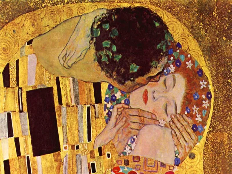 El beso de Gustav Klimt detalle parejas abrazadas El beso de Gustav Klimt detalle parejas abrazadas