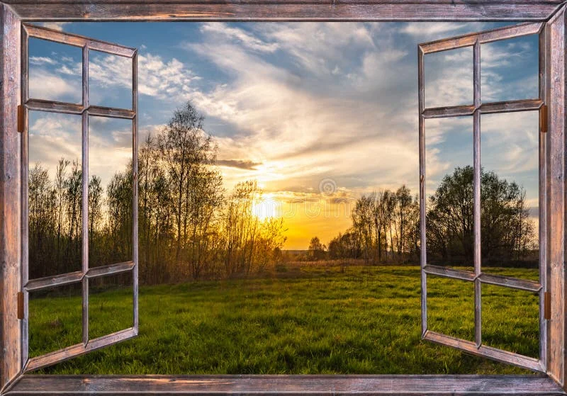 Ventana abierta mostrando un paisaje ideal Ventana abierta mostrando un paisaje ideal