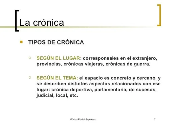 tipos de cronicas tipos de crónicas